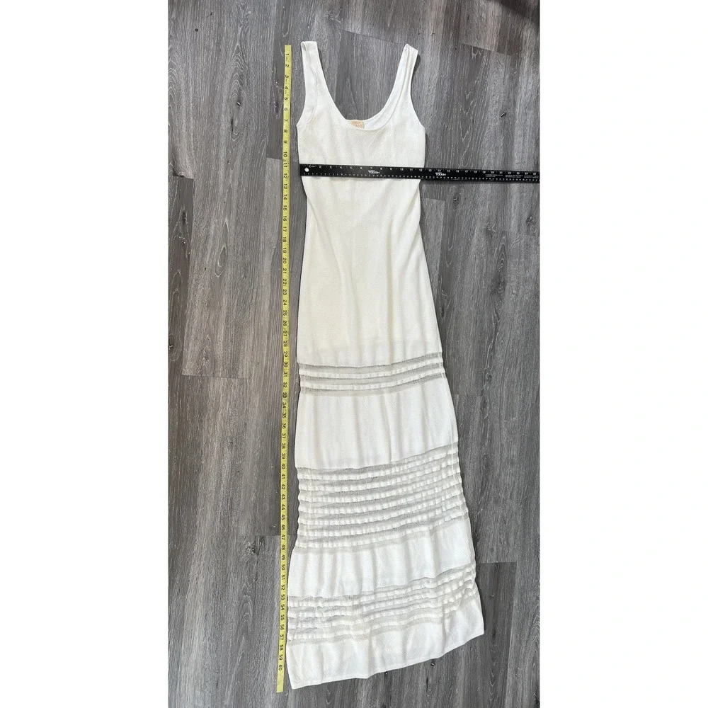 Torn by Ronny Kobo White Ribbed Knit Scoop Neck Maxi Dress Size Medium